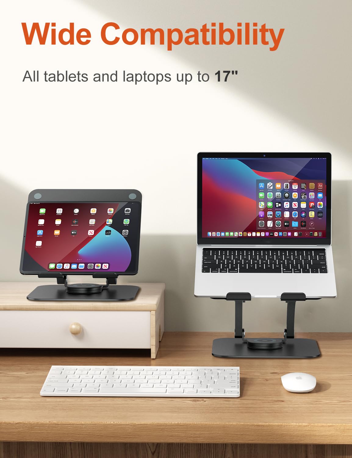 Supporto Laptop Regolabile 360&deg; - Stand Pieghevole Per PC 10-17 Pollici - Grigio