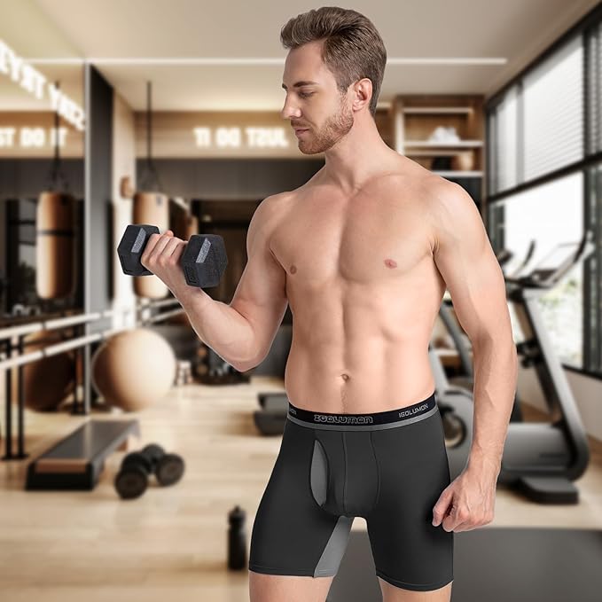 IGOLUMON Men's Underwear Bamboo Rayon Breathable Boxer Briefs with Fly Moisture-Wicking Lightweight Underwear, 6 pack