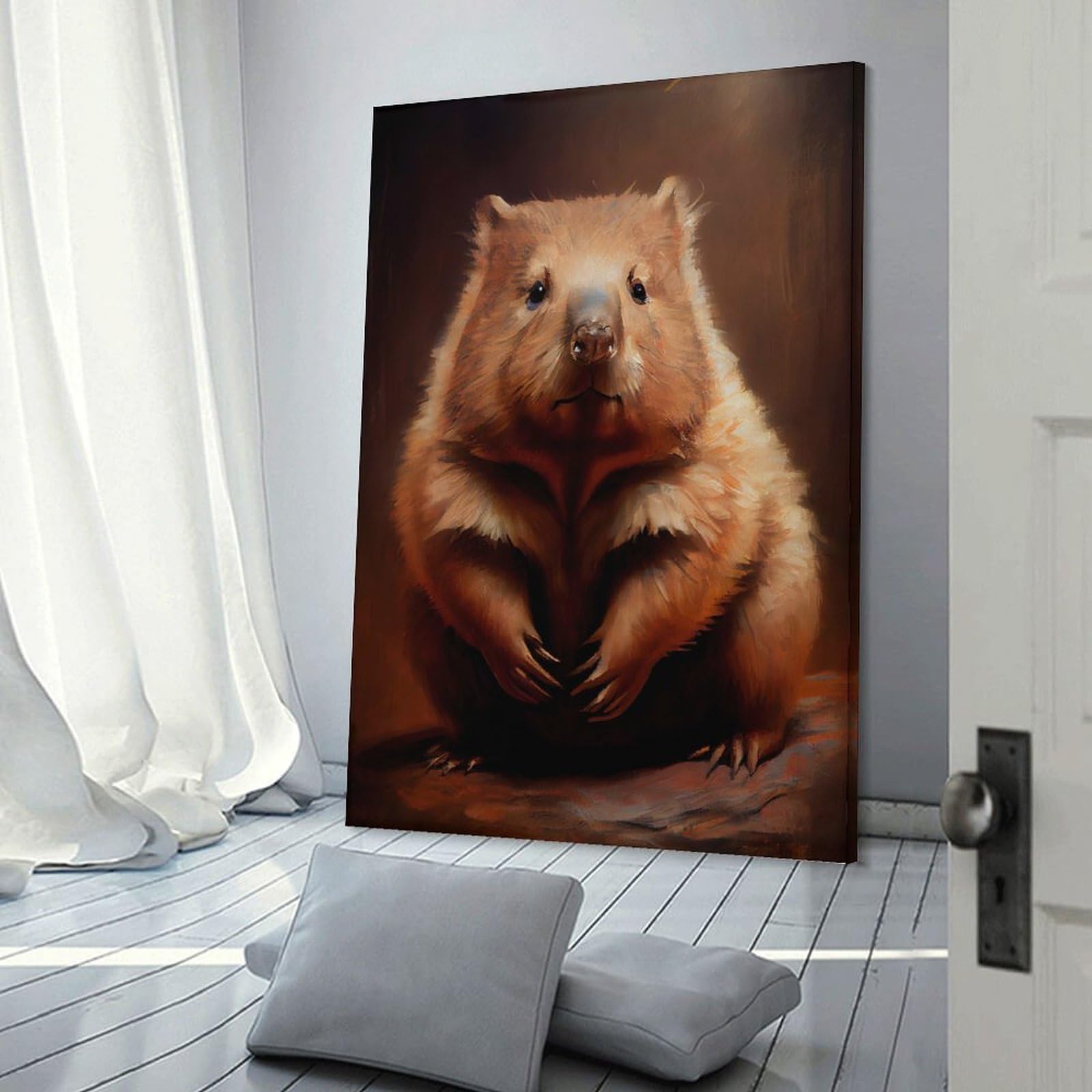 Junmoney Canvas Wall Art Australian Wombat, 08x12inch(20x30cm), for New Homes, Bedrooms Or Workspaces, Canvas Artwork with Gifting Potential