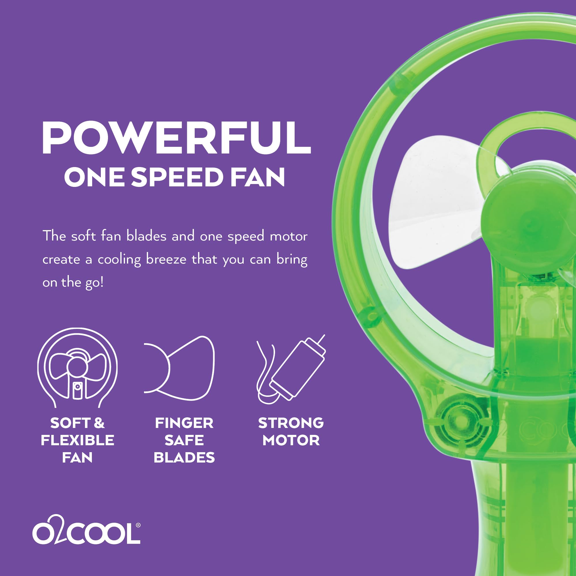 O2COOL 2-pak Deluxe ręczny przenośny wentylator zaparowujący, zielony