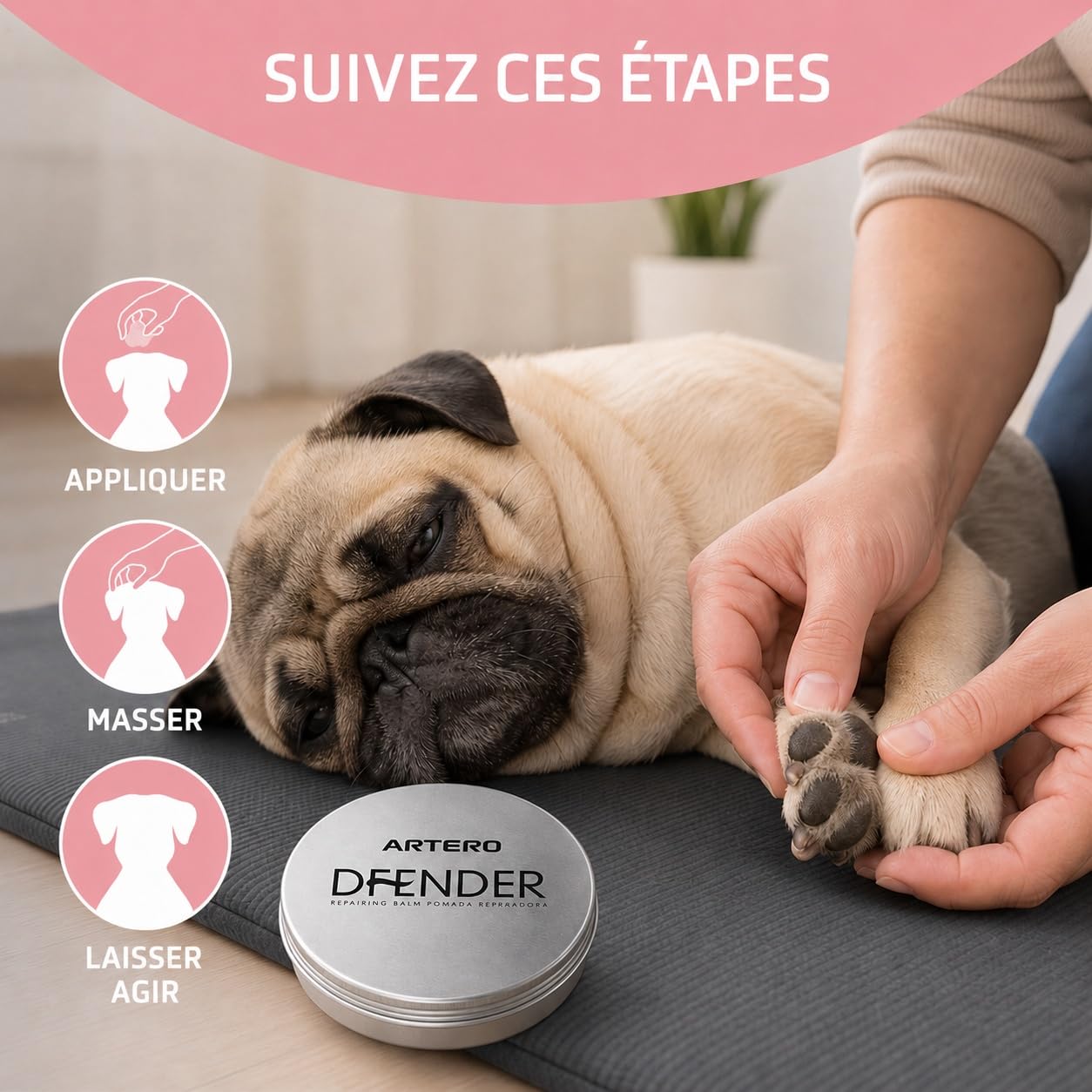 Artero Défendre la solution aux plantaires endommagés et aux nez fissurés chez les chiens