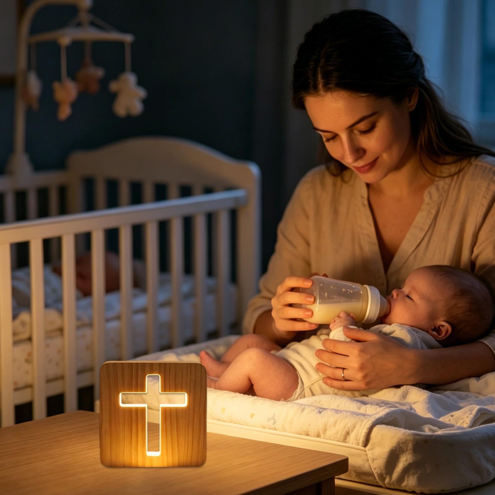 Lampki Nocne Dla Dzieci Urocza drewniana dekoracja LED USB z 3 poziomami