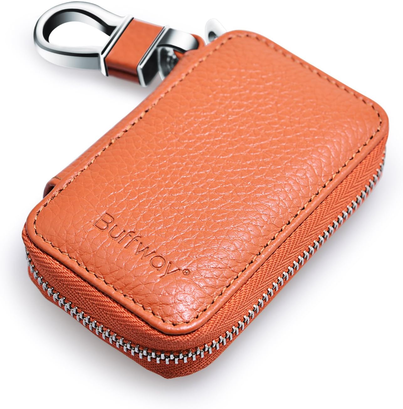 PORRASSO Leather Car Key Case autosleuteltas bescherming sleuteltas draagbaar sleuteletui waterdicht sleutelmapje sleutelhanger voor Remote Key Fob Home, blauw, Large