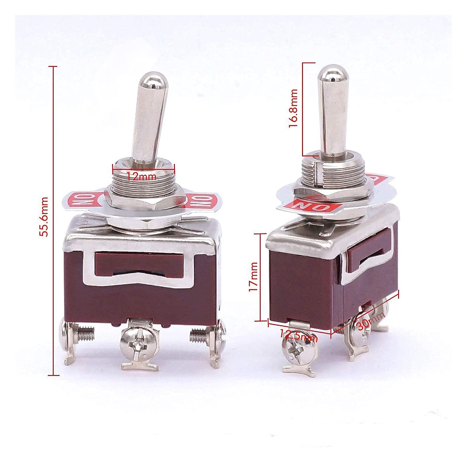 Kippschalter, 3-teilig, universal, robust, 3 Anschlüsse, SPDT EIN/EIN, 20 A, 125 VAC, 2 Positionen, Wippschalter