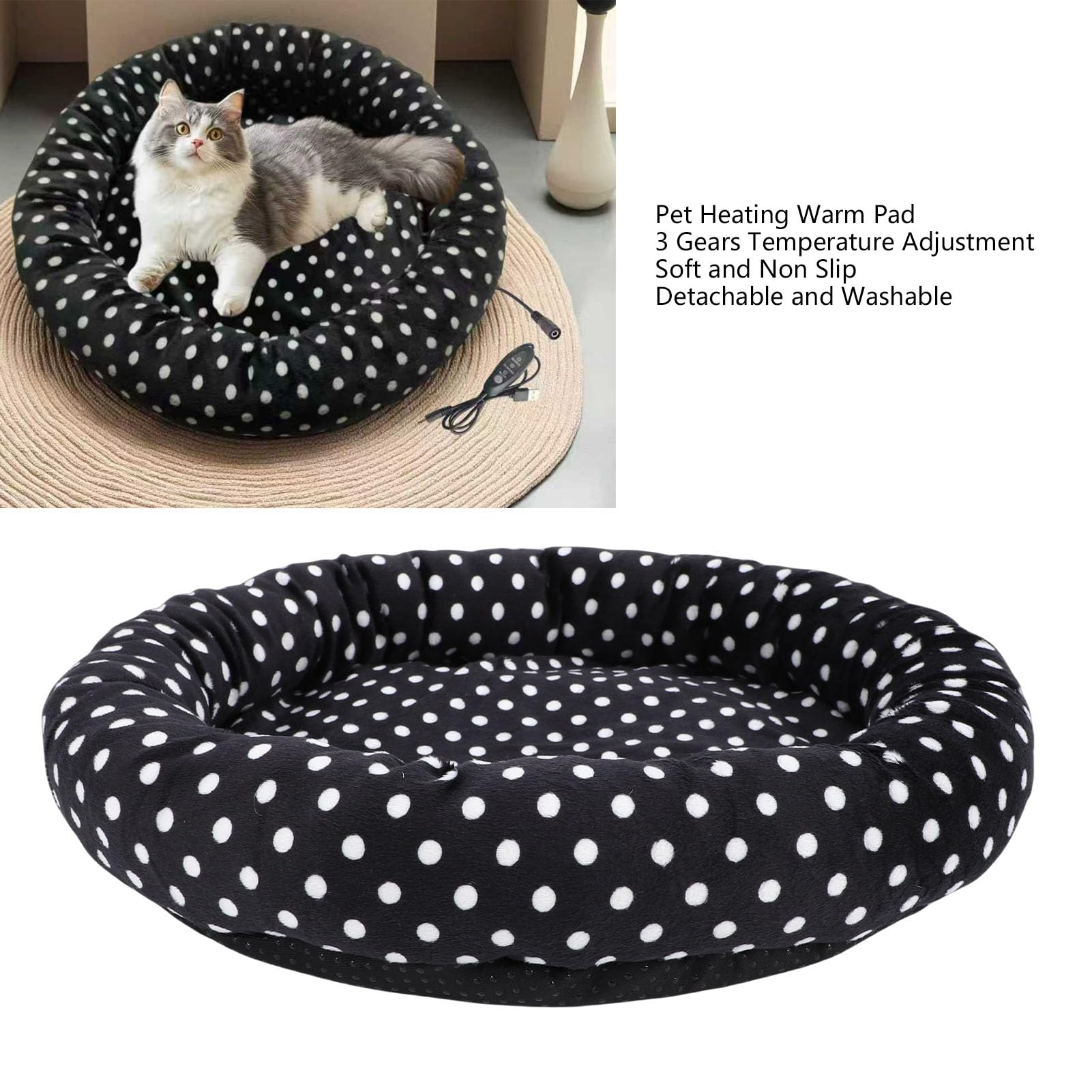 Acouto Tappetino Riscaldante per Animali Domestici Riscaldato Tramite USB Tappetino Riscaldante Elettrico con Temperatura Regolabile a Punto Cuscinetto Riscaldante per Animali