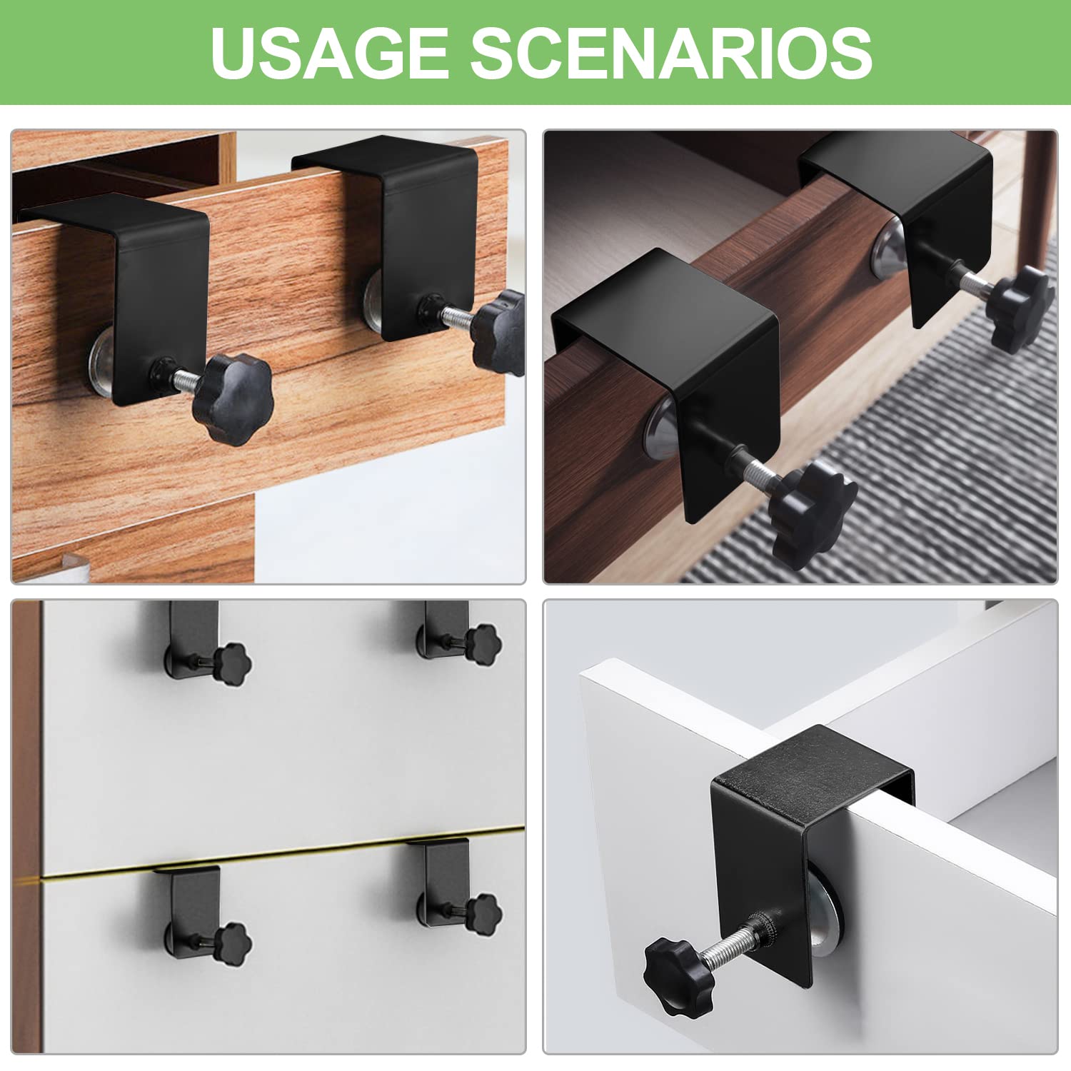 4 Piezas Abrazaderas en C, Abrazadera de Acero Inoxidable, Sargentos Carpintero, Sargentos de Apriete, Abrazadera de Montaje de Escritorio de Metal Resistente, Herramientas de Cajón Frontal