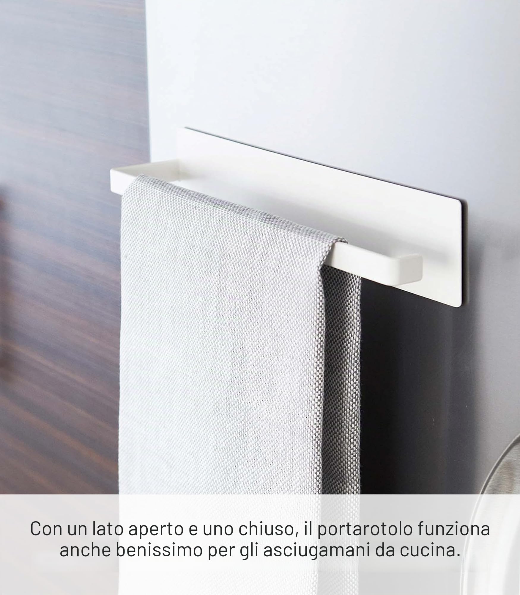 Yamazaki Home Tower, portarotolo magnetico da cucina, in metallo, verticale o orizzontale, in acciaio