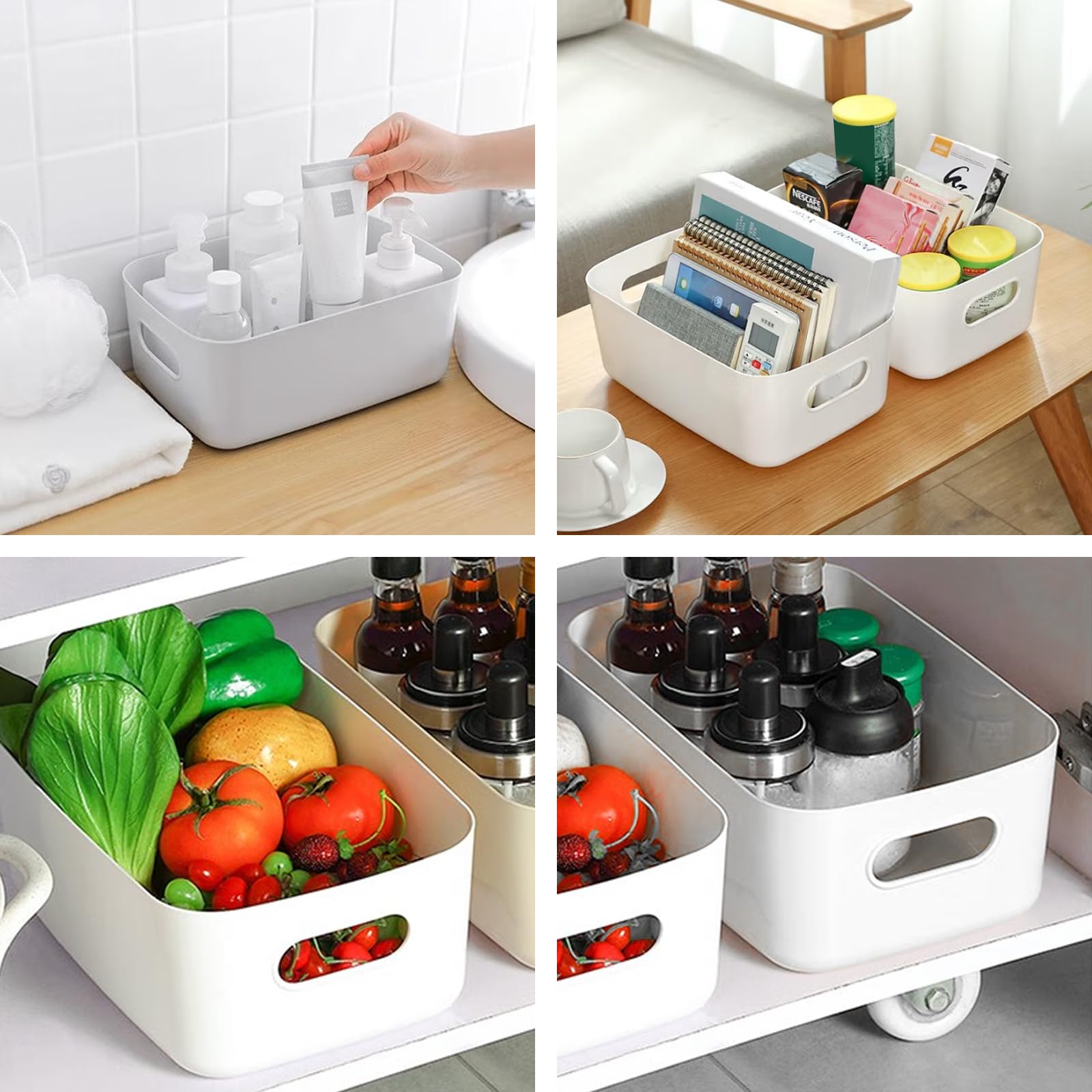 GAOHAN 12 Packs Plastic Storage Boxes with Handles, 3 Colours Small Portable Storage Boxes - Image 4