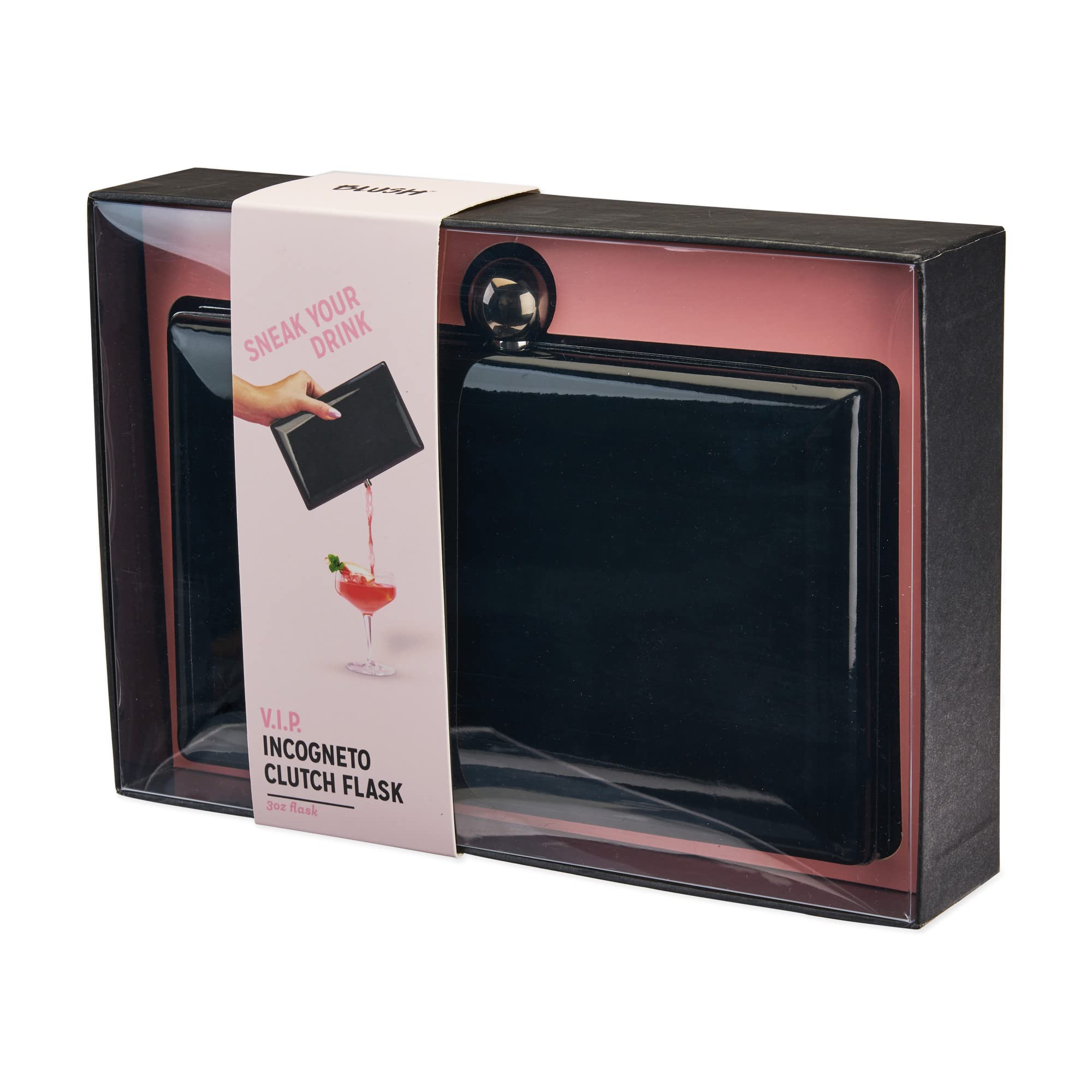 Blush VIP Incognito Clutch, versteckte Flasche für Likör, diskrete Flaschen, Geheimversteckbehälter für Wein, Reisen, Party, 85 ml, 1 Stück, Schwarz