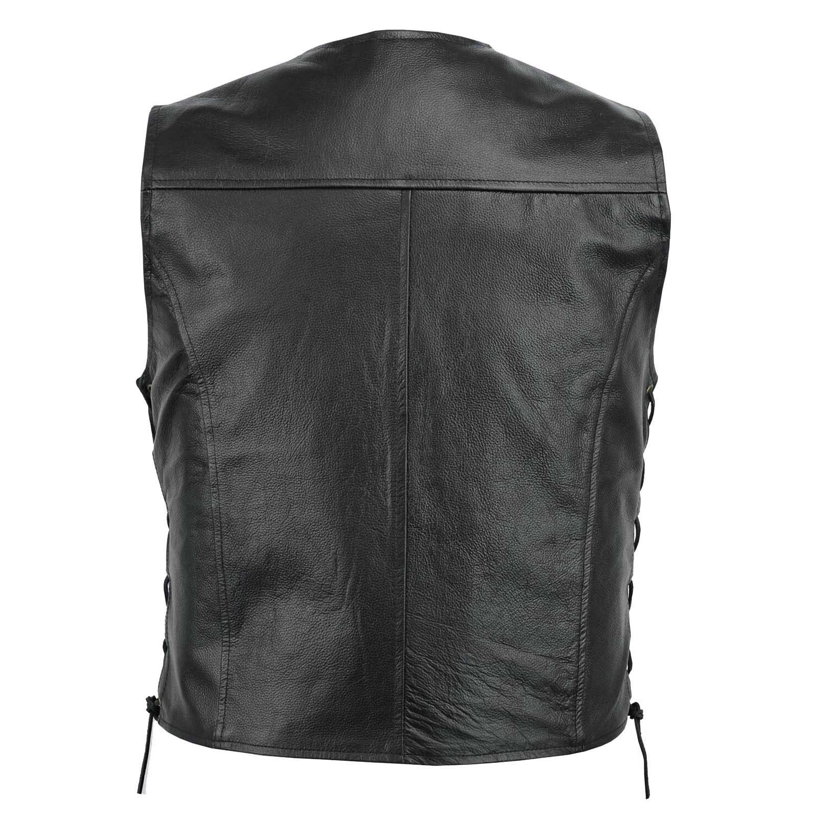 Lederweste Herren Gothic Pu-Leder Weste Herren Steampunk Kutte Leder Biker Rocker Motorrad Clubweste Herren Kunstleder Lederweste Mit Seitlichen Schnürsenkeln