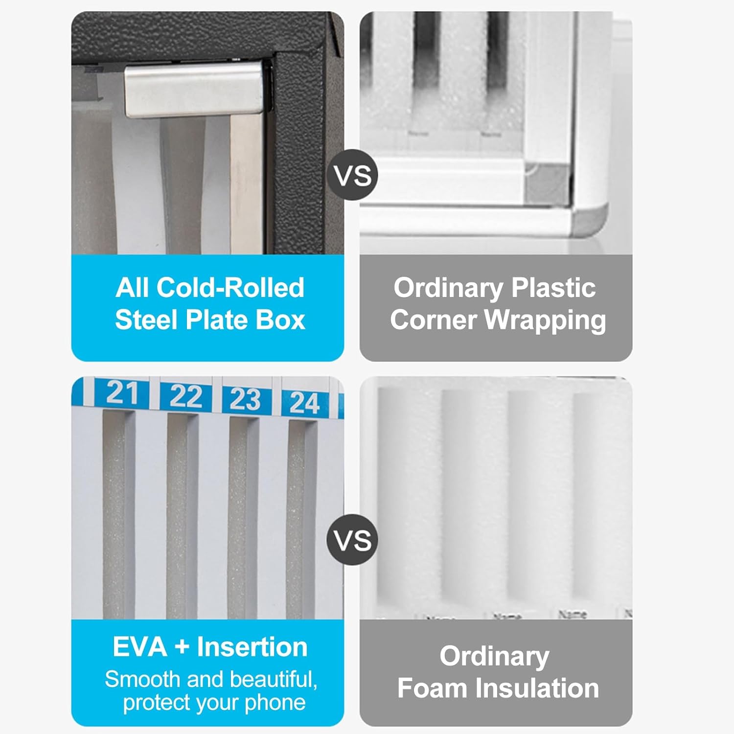 Thickened Steel Cell Phone Storage Cabinet Lock Box, 12/24/36/48/60 Slots, with Handle and Security(20x21x48cm/8x8x19in)