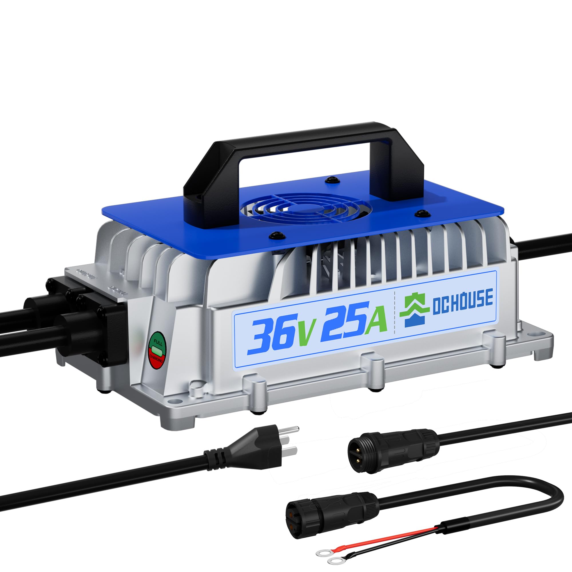 Photo 1 of DC HOUSE 36V 25A Lithium Battery Charger, 900W Fast Charger, Charging Efficiency ? 93%, Waterproof Anti-Fall with Cooling Fan, Suitable for 36V Golf Cart,Trolling Motor, Forklift LiFePO4 Battery