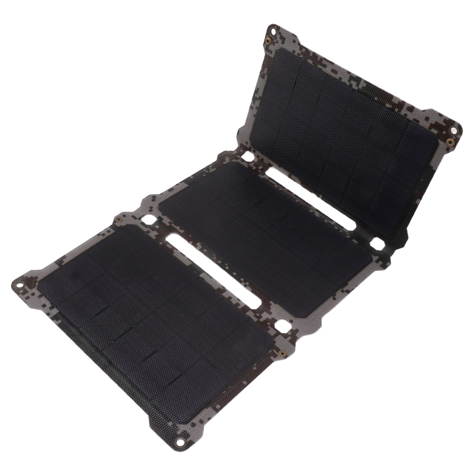 Panel Solar Plegable de 30 W, Cargador Solar Monocristalino Portátil con Puertos USB Tipo C y CC para Camping, Senderismo, Uso Al Aire Libre (Estampado de Camuflaje)