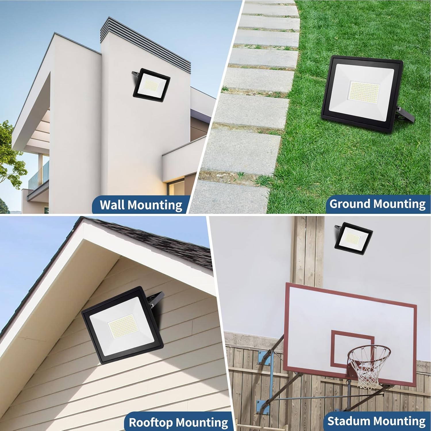 Reflektor LED 100 W, światła bezpieczeństwa IP66, super jasne światła światło LED 10000 lm, biały kinkiet światła dziennego 6500 K do ogrodu, patio, podwórka, podwórka, garażu(150W)