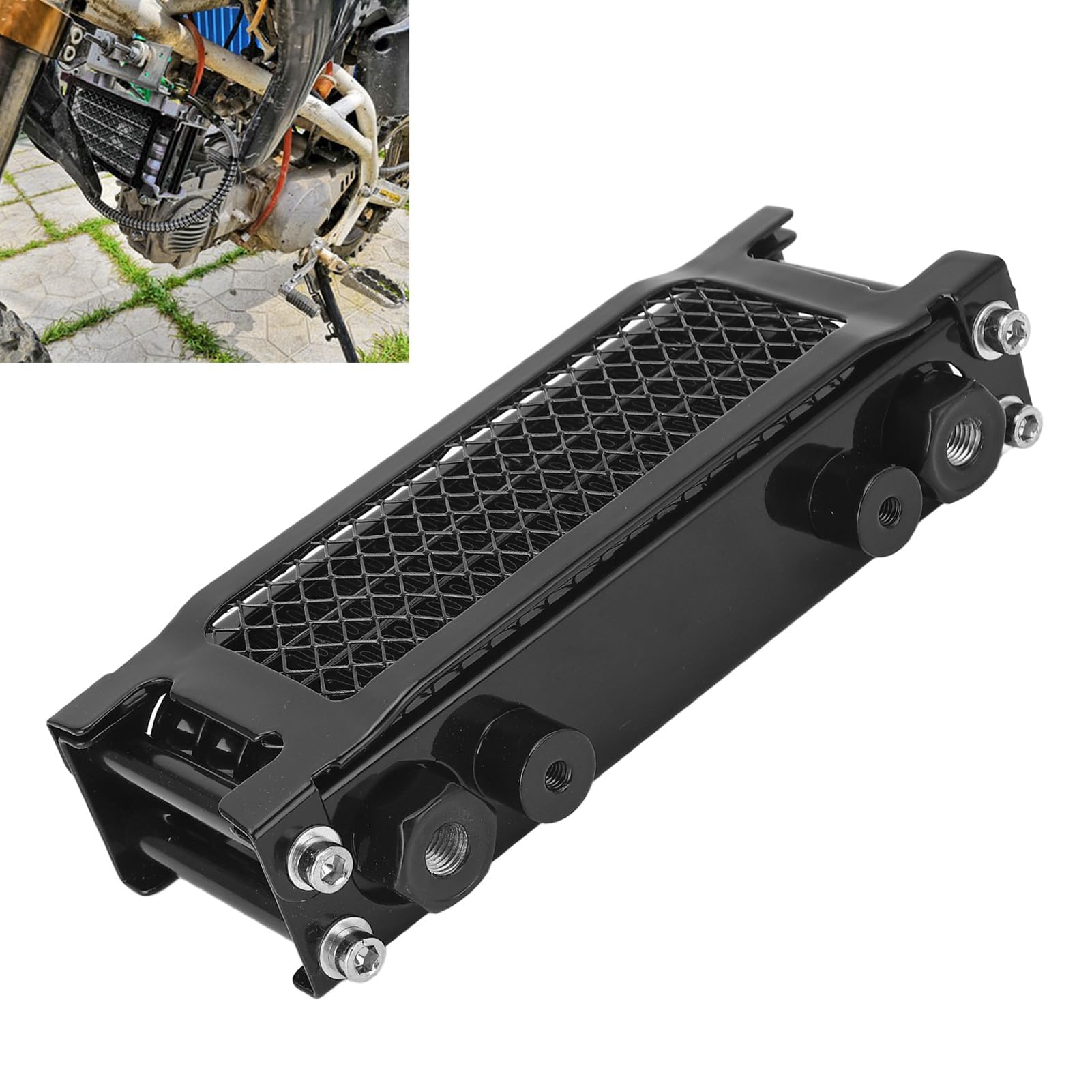 Kit Radiatore Olio Moto, Kit Radiatore Motore Ad Alta Efficienza in Alluminio a 4 File Radiatore di Raffreddamento Olio Motore per Monkey 125 50cc a 150cc Dirt Pit Bike (BLACK)
