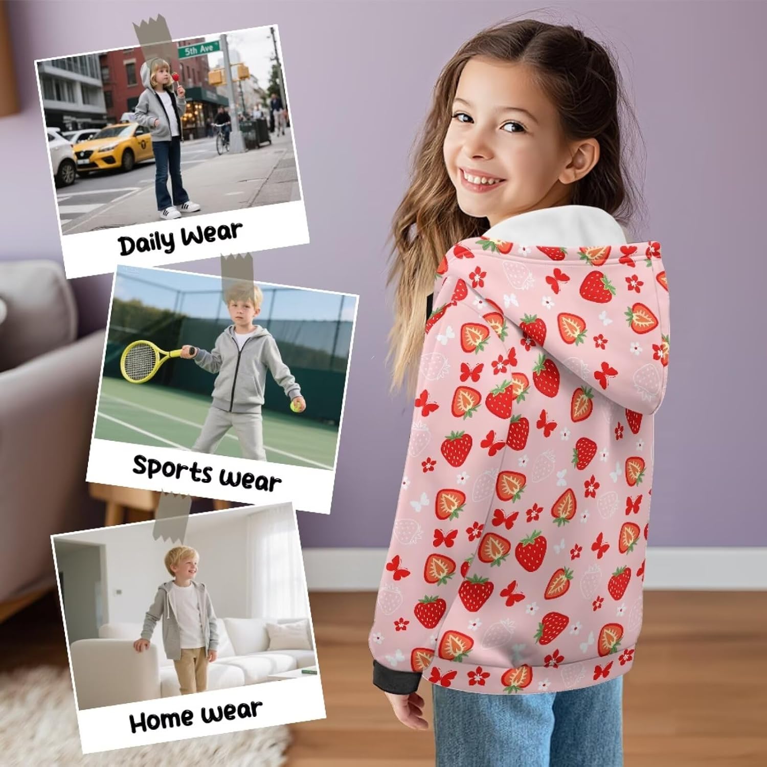 Zip Up Hoodie for Boys Kids Hooded Sweatshirt with Pockets Girls Hoodie Jacket Children's Warm Sweatshirt
