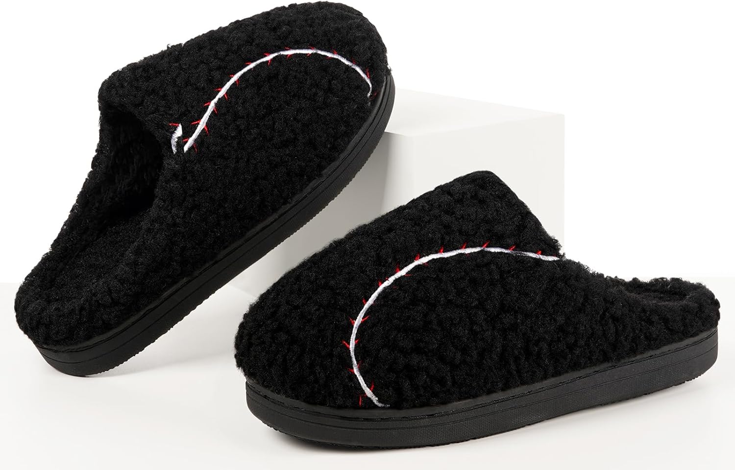 Womens Mens Ball Sports Slippers Winter Warm Plush Lined House Shoes Memory Foam Cozy Slip On Indoor Home Bedroom Slippers with Non Slip Sole - Image 6