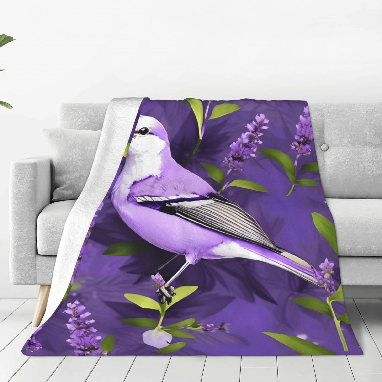 Couverture polaire lavande et imprimé floral pour lit et canapé