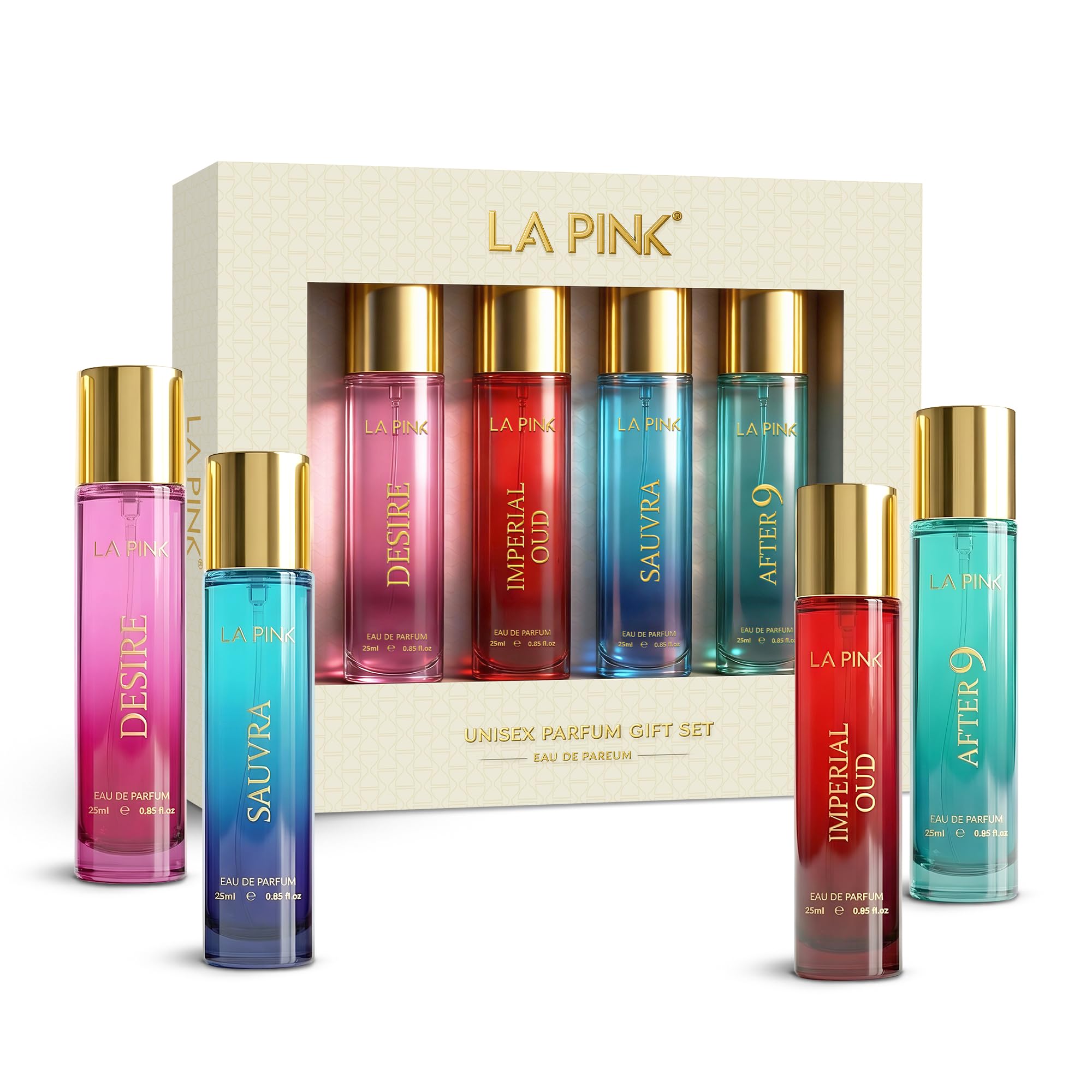 La Pink EDP Perfume Gift Set for Women | Iconic Collection Long Lasting Premium Unisex Perfume for Man & Woman | Florals, Oud, Amber & Musky Notes | 4x25ml (Pack of 4)-image-11