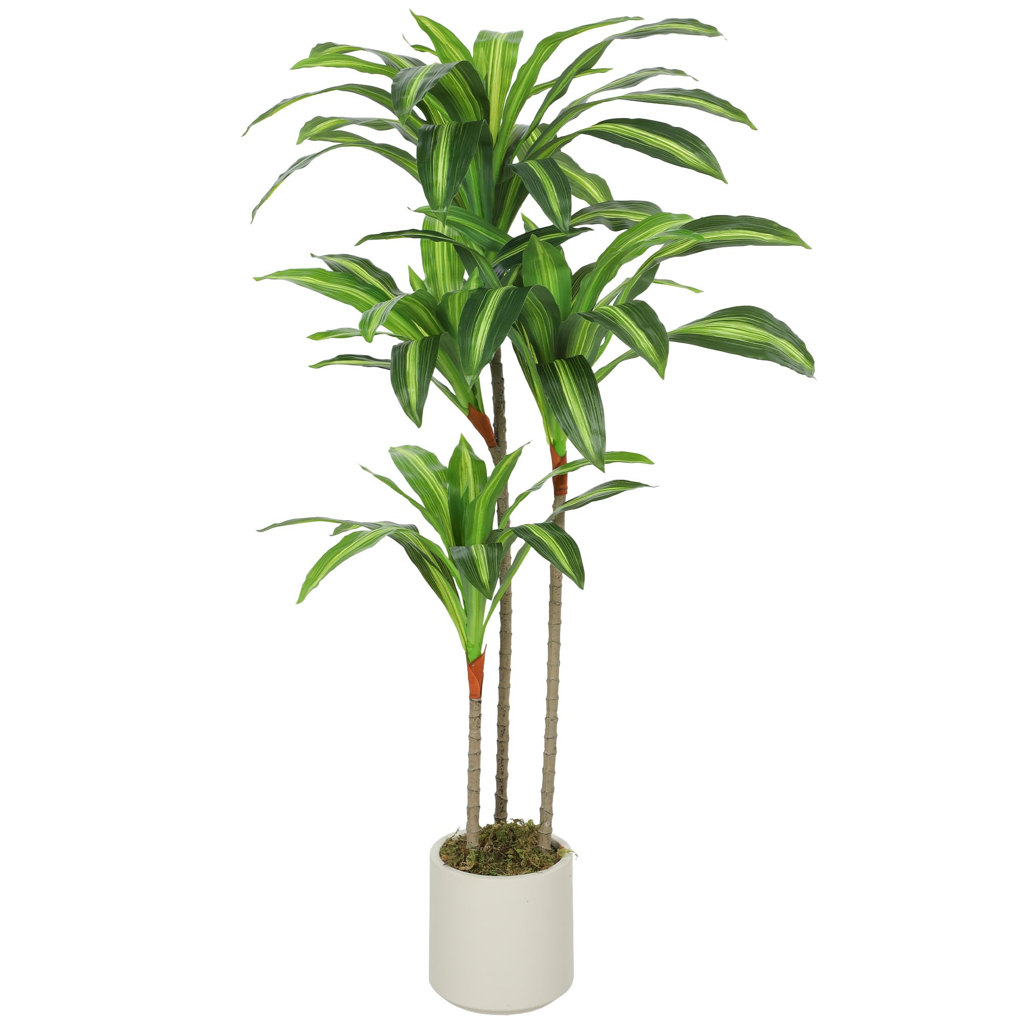 HOMCOM 120cm Artificial Dracaena Tree, Decorative Artificial Plant with Bendable Trunks and White Planter for Living Room Bedroom Home Office Decor, Green