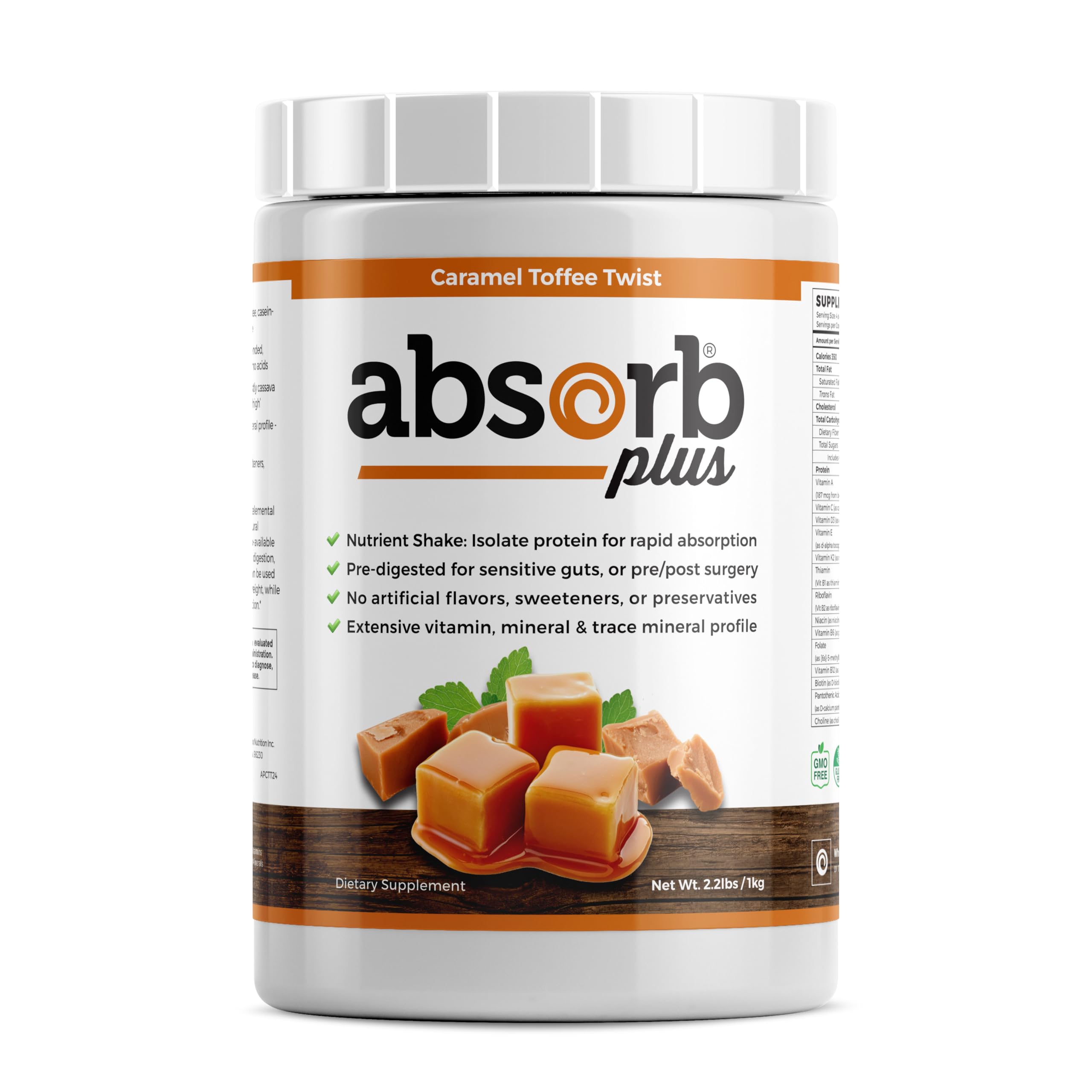 Absorb Plus Elemental Shake – Powdered Blend – Lactose-Free, Casein-Free, No Artificial Additives – Smooth, Easily Mixable Formula for Versatile Use (