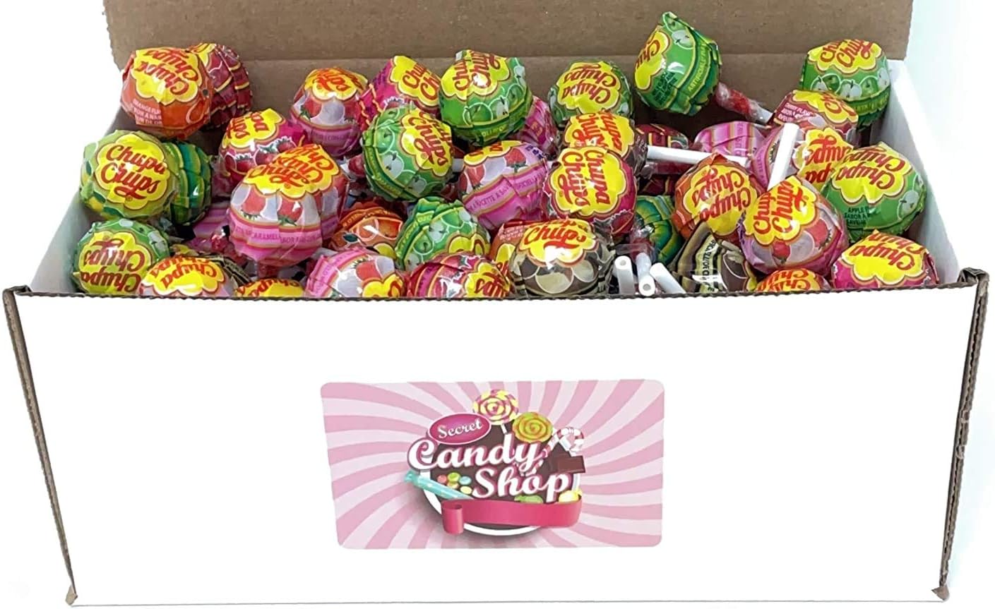 SECRET CANDY SHOP Chupa Chups Lollipops, Assorted Flavors in Box, 3LB Bulk Candy