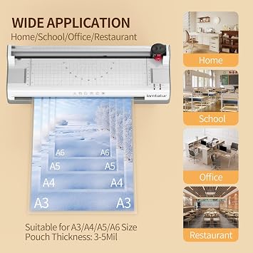 13 Inch Laminator Machine with 220Pcs 5Mil Lettle Size Laminating Pouches use for Office/Home,Built-in Paper Trimmer,Couner Rounder.