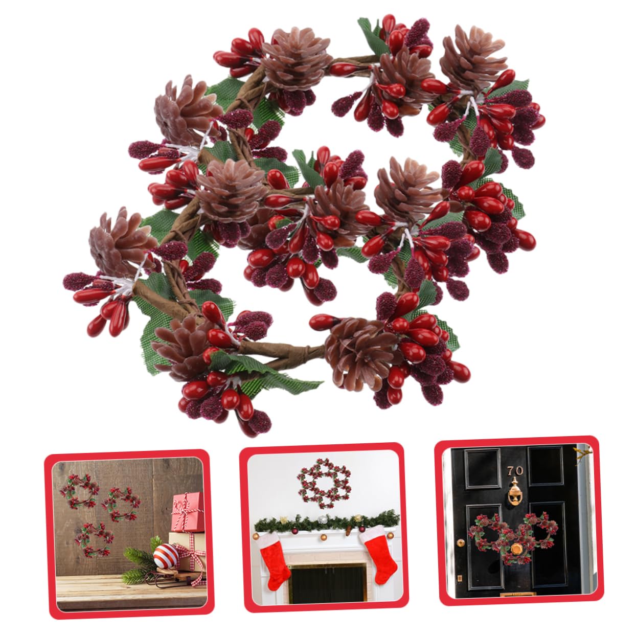 IMIKEYA 8 STK Kranz Halloween Dekoration Weihnachtsgirlande weihnachtliche Mittelstücke für Tische weihnachtskerzenkränze Ringe Weihnachtsdekorationen Weihnachtskerzenringe Kränze Stoff