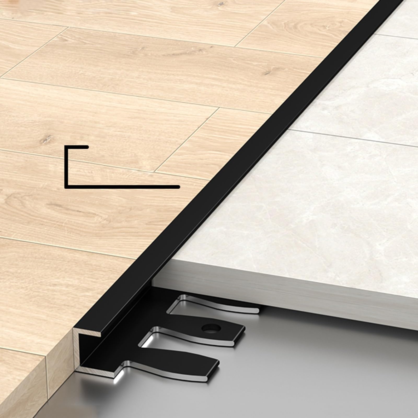 Striscia Di Transizione In Metallo Per Soglia, 3 Pezzi - Pavimento Bordo Per Modanature Piatte, Strisce Di Copertura Per Pavimenti Per Laminato, Legno, Piastrelle(Nero,16-18.0mm)