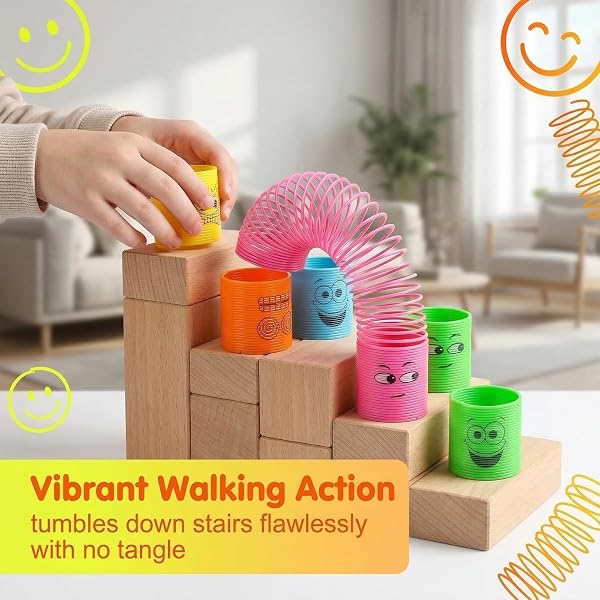 24 Pezzi Mini Smiley Spring, Molle Giocattolo per Bambini, Mini Molle Magiche,Rainbow Spirali Regalo,Giocattoli a Molla Arcobaleno per Festa Riempitivi Diverti - 2