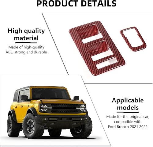 Miniatura 3 de Para Bronco - Interruptor de control de interruptor de elevación de ventana, 2 piezas de cubierta de panel de ajuste de espejo retrovisor de consola