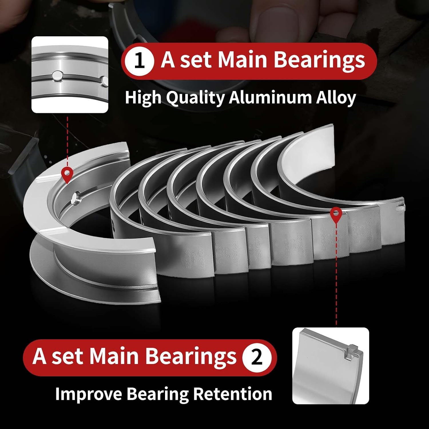 STD 12610603 Crankshaft Main Bearings Set for Buick for Cadillac for Chevrolet for GMC for Pontiac for Saab 2.0 2.8 3.0 3.6L 2004-2017 Standard Size Replace 12648786 12585761 12585764