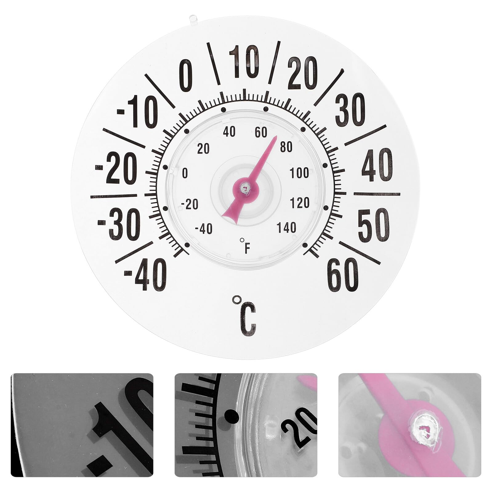 Termometro da Finestra a Ventosa per Interni ed Esterni, Analogico con Quadrante da 7", Alta Precisione per Camere e Uso Esterno, Set da 2 Pezzi per Giardino, Patio e