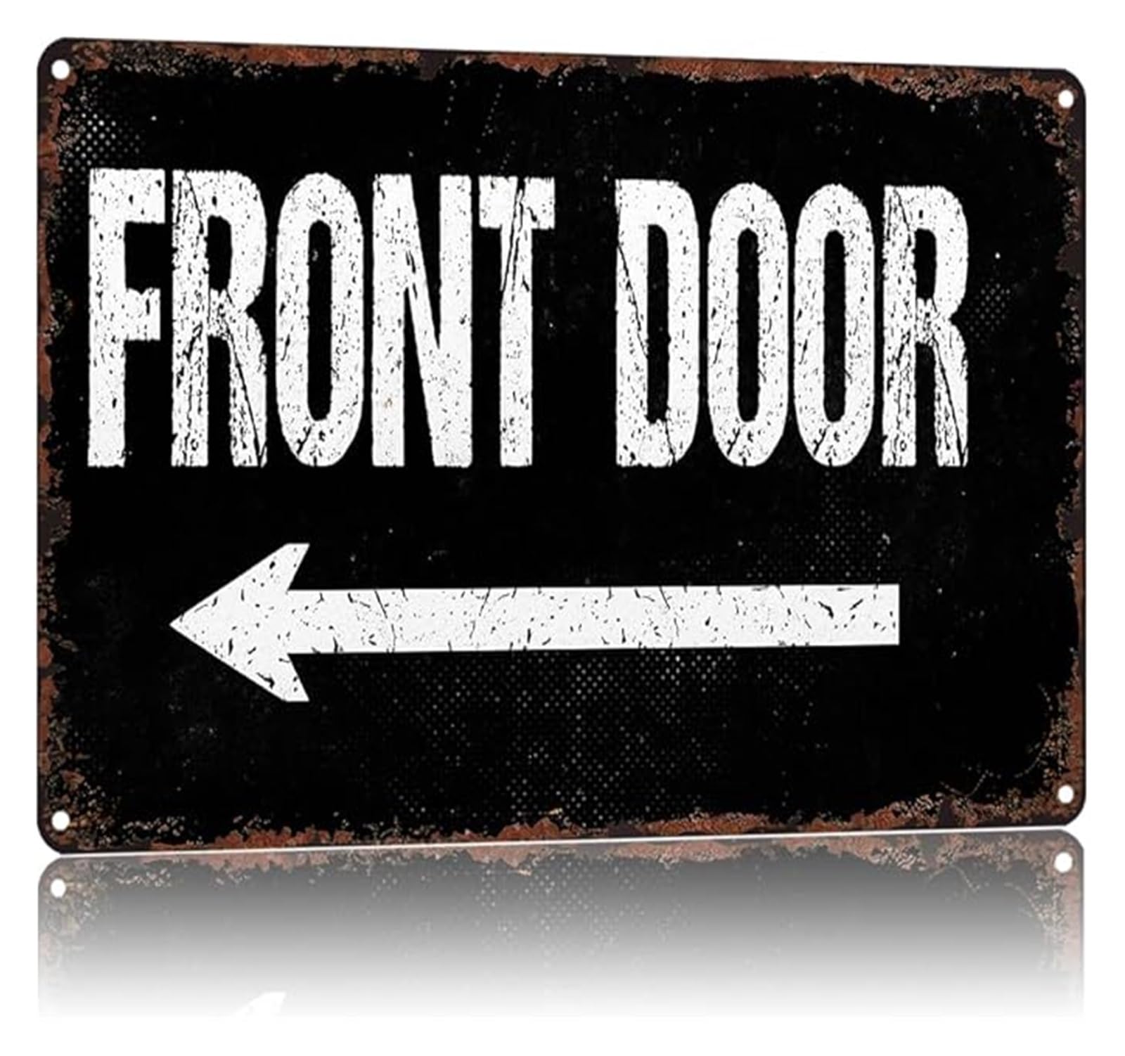 AUOQKQUT Humorous Restroom Sign Front Door with Right or Left Arrow Directional Metal Tin Sign for Bathroom Cafe Bedroom Porch Wall Decor Gift Idea 8 X 12 in