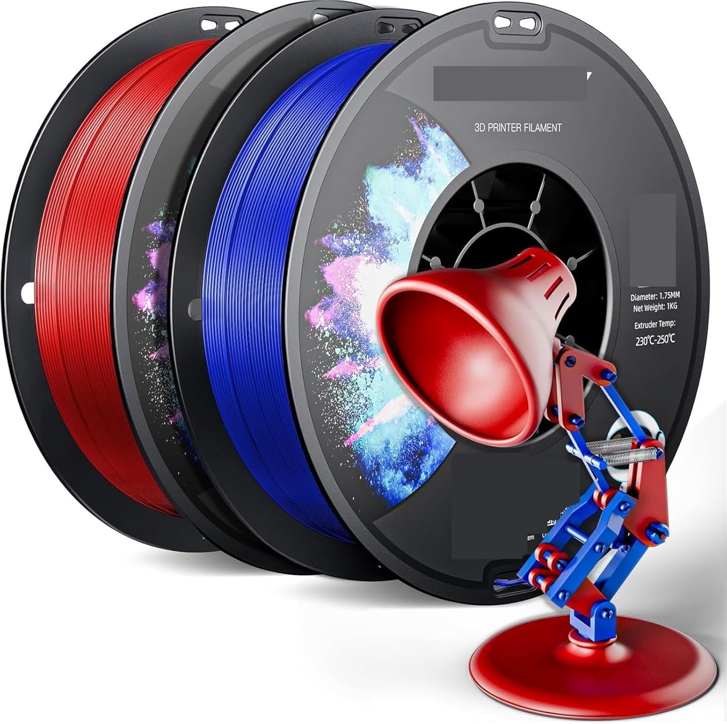 2 Rolls for creality CR-PETG Filaments for 3D Printer 2 Pcs 1.75mm 1KG High Precision Filaments in Black High Temperature(2pcs Black)