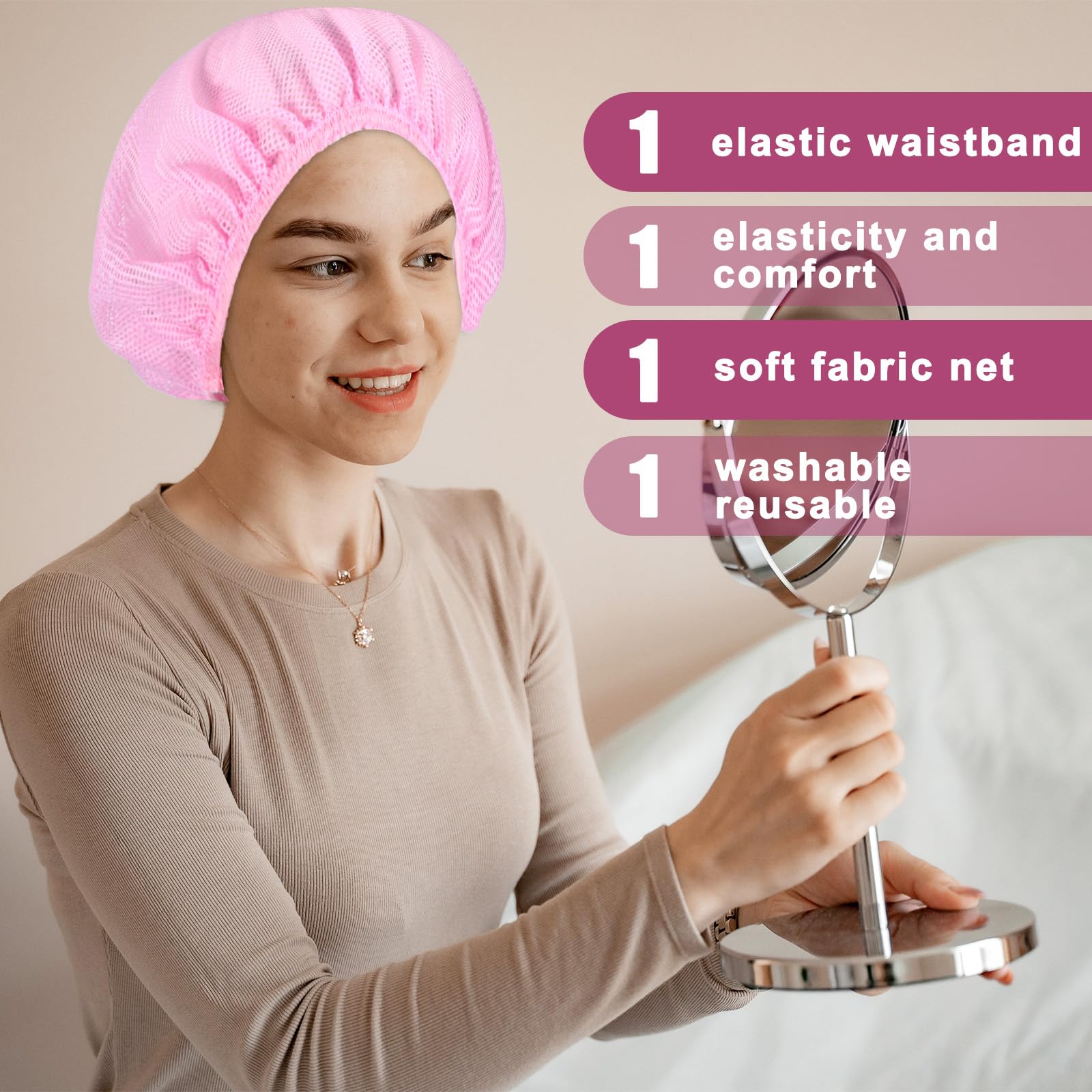 TIESOME Rete per capelli per dormire 4 pezzi Bonnet Sleep Cap regolabile per donne