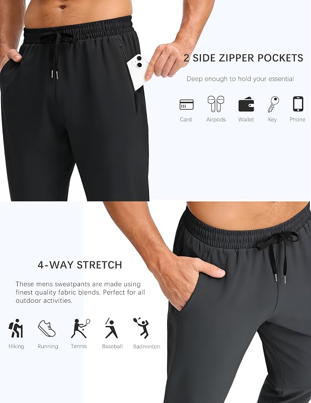 OYGSieg 4 Pack Men's Athletic Sweatpants with Zipper Pocket Joggers XL image 5