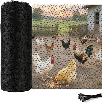 Junflying 25x50 FT Chicken Netting for Hawks & Predator Protection