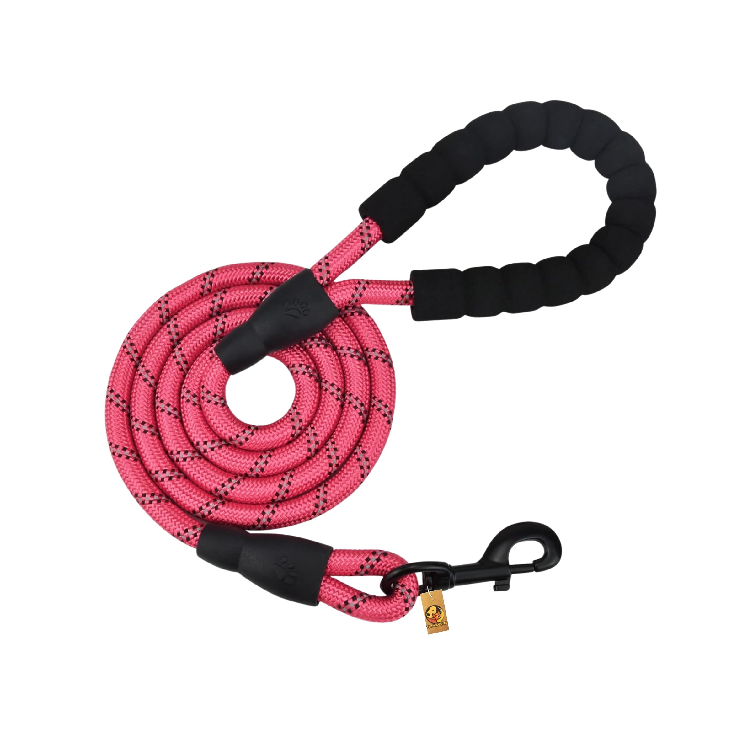 Foodie Puppies 5FT Reflective Dog Snug Leash Rope - (Color May Vary) Heavy Duty Training and Walking Leash with Soft Padded Handle Grip Cord and Strong Hook for Small to Medium Dogs