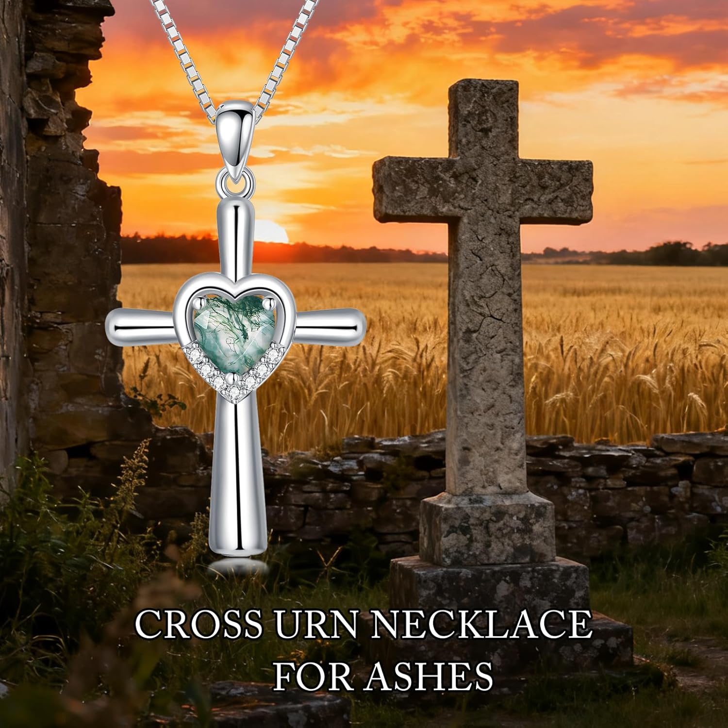 Cross Urn Necklace for Ashes 925 Sterling Silver 12 Birthstones Cross Heart Cremation Necklaces for Loved Ones Ashes Memorial Keepsake Jewelry - Image 6