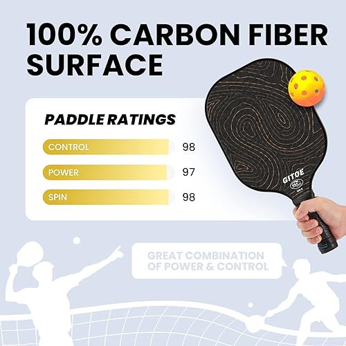 Miniatura 5 de Pickleball Paddle USAPA Approved Pickle Ball Paddle Carbon Fiber Pickleball Set with Paddle Cover, Lightweight Graphite Pickleball Paddles