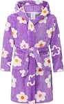 Girls Fleece Robe, Hooded Toddler Soft Fuzzy Bathrobe for Kids 2-16 Years