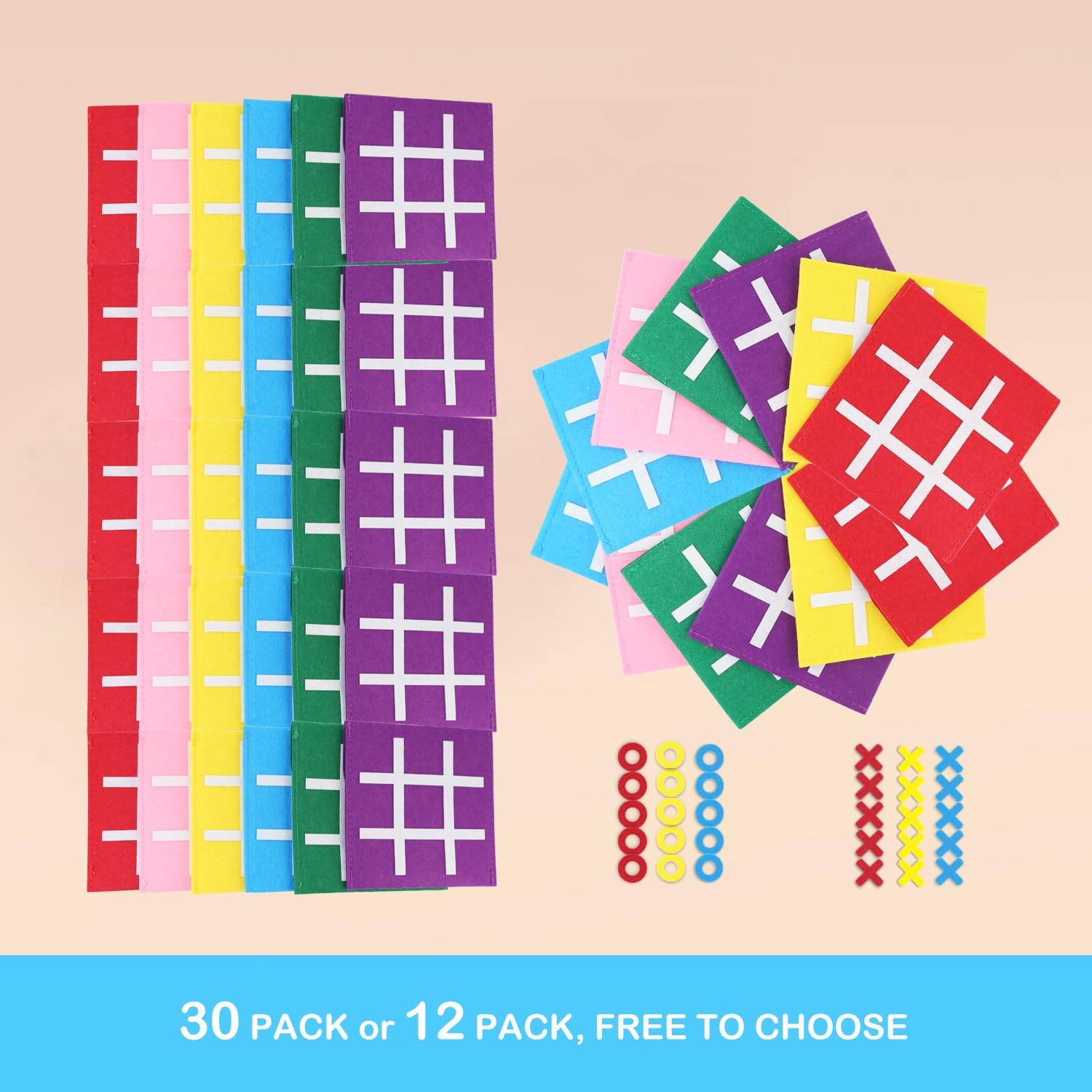 PJDRLLC Kids Party Favors: Mini 3-in-a-Row Board Games - Travel Toys for Birthday Valentines Christmas (Bulk Pack of 30)