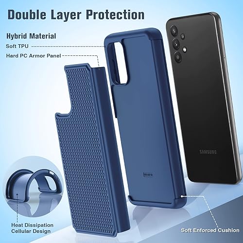 Miniatura 3 de JXVM Funda para Samsung Galaxy A32-5G funda protectora de doble capa resistente para teléfono celular, a prueba de golpes, con textura