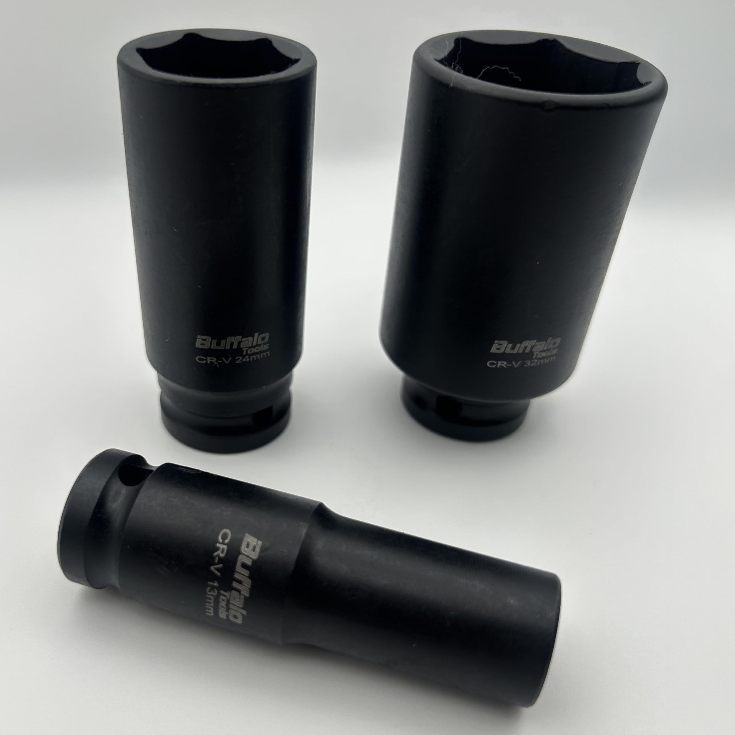 Juego de 16 llaves de impacto métricas de 1/2 pulgada de profundidad, 10 a 32 mm, estilo europeo de 6 puntos