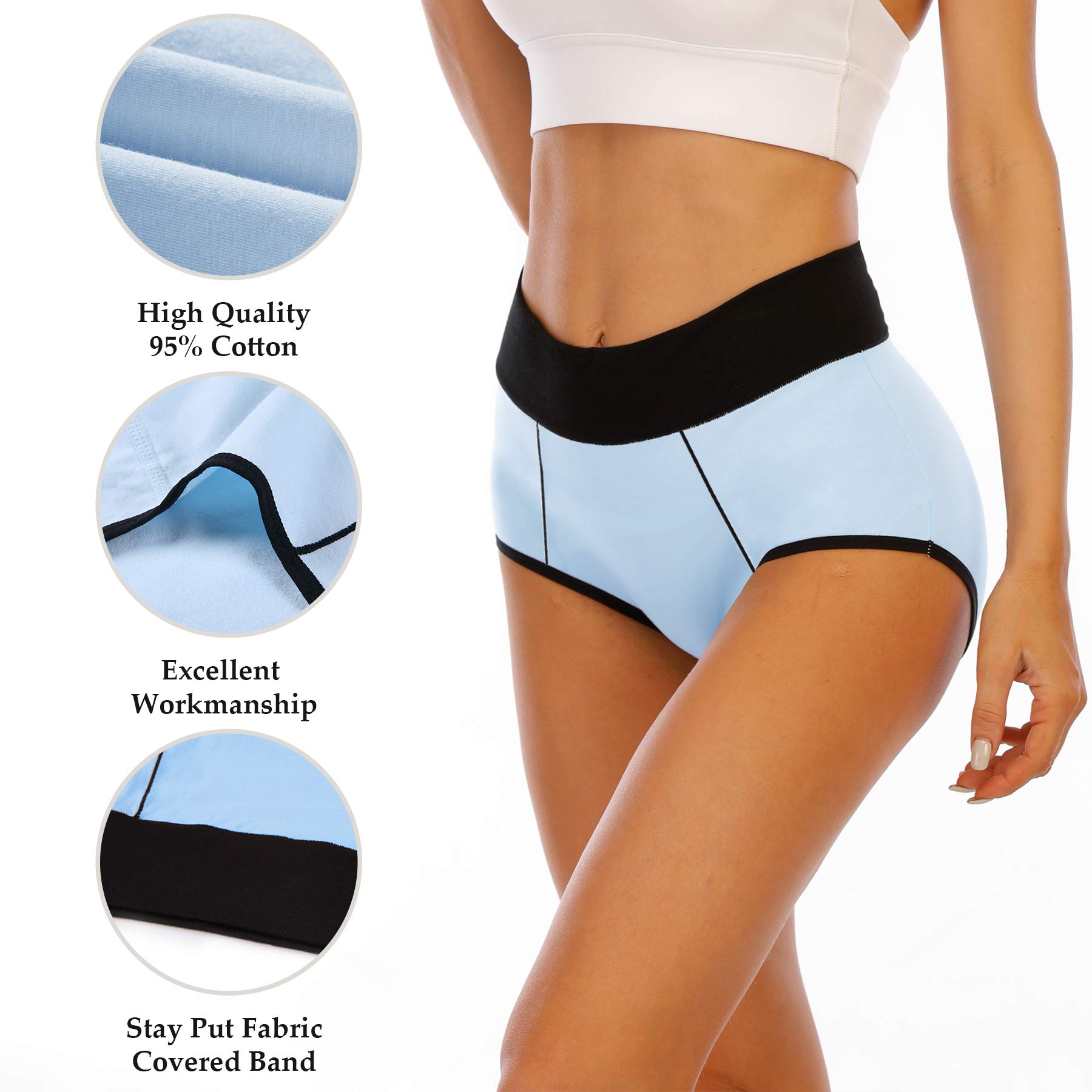 YaShaer Culottes Coton pour Femmes Shorty Confort Slips Sport Grande Elasticité Taille Haute Lot de 5
