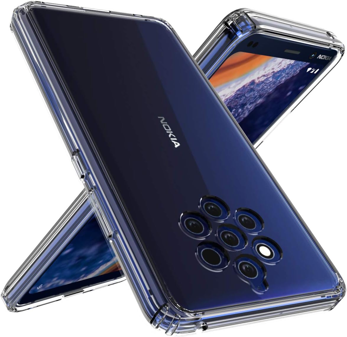 Nokia 9 PureView case, OUBA [Shock Absorbing] Air Hybrid Slim fit Armor Shockproof Drop Protection Crystal [Clear] Back Protective Case + TPU Bumper Cover Compatible for Nokia 9 PureView - Clear