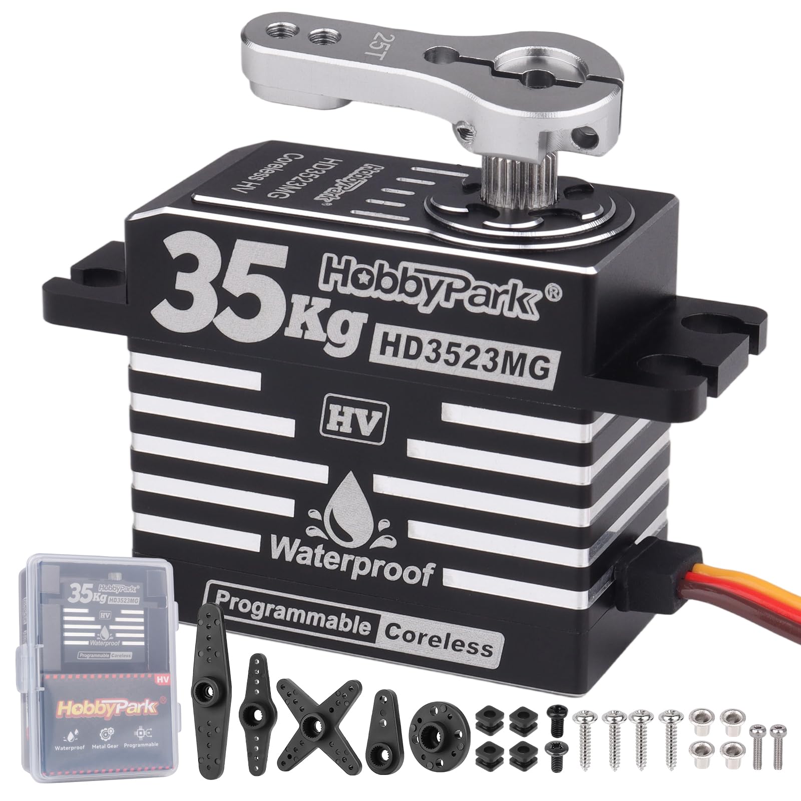 HobbyPark Waterproof RC Servo High Torque Coreless Motor Metal Gear Digital Servo Aluminum Case Parts for 1/8 1/10 RC Crawler RC Truck RC Car Buggy