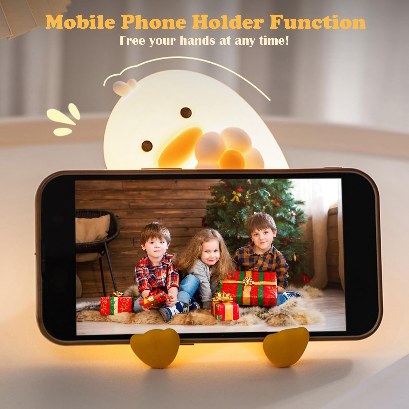 Luz nocturna para niños, bonita luz nocturna de silicona de pato con temporizador, luz de guardería recargable, luces nocturnas LED esponjosas, lámpara de noche segura, lámpara de noche regulable para