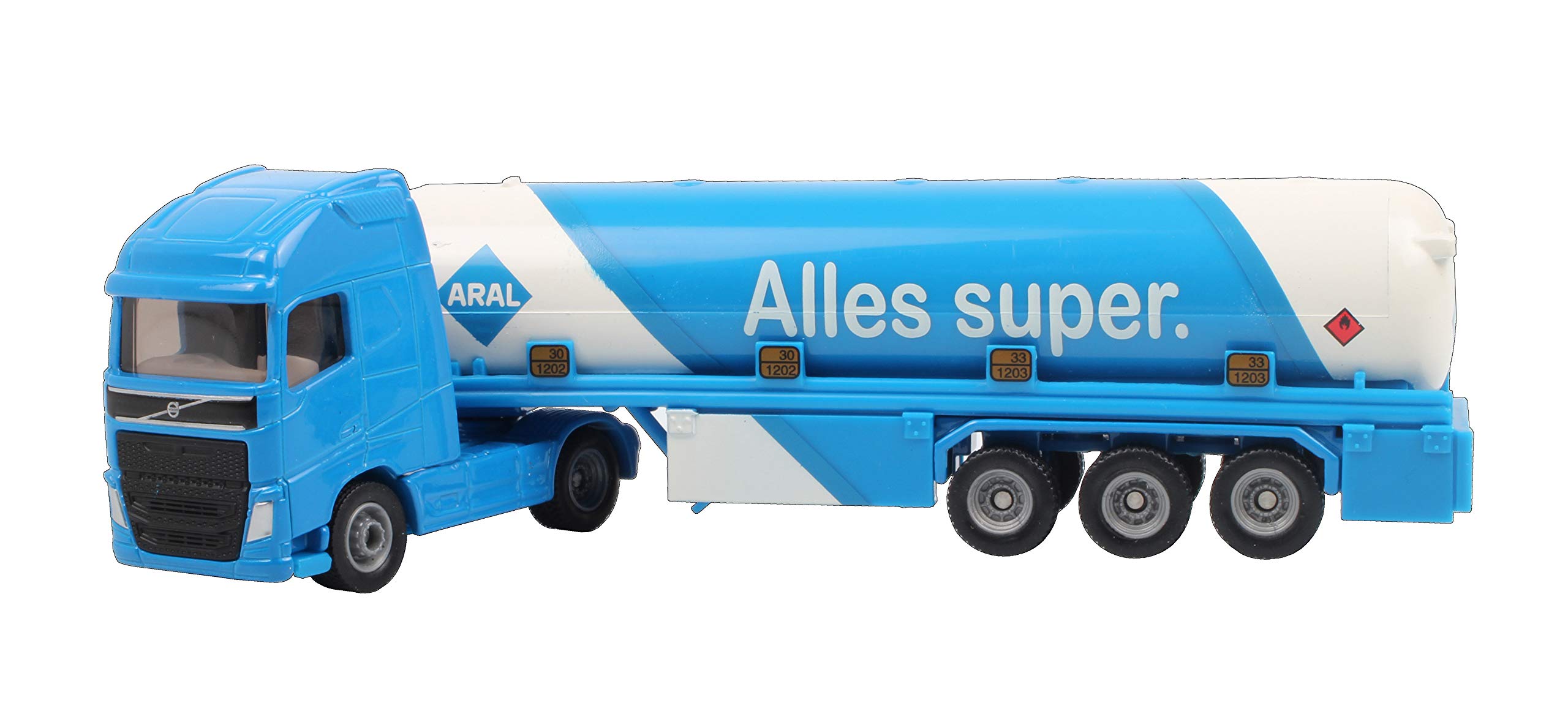 SIKU 1626 – Camion-citerne, Métal/Plastique, Bleu/Blanc, Logo ARAL, Jouet pour enfantss, Pneus en Caoutchouc